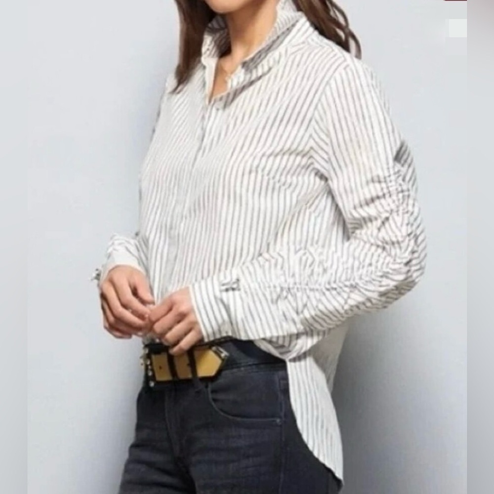 CAbi Black and White stripped blouse